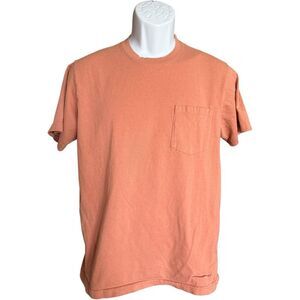 Mens Eddie Bauer Fall Orange Pocket Cotton Tee Shirt - Sz M